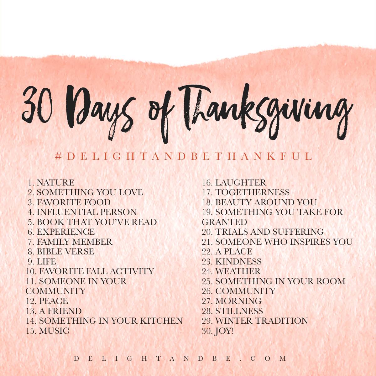 "Delight & Be Thankful" 30 Day Challenge